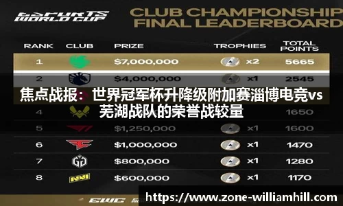 焦点战报:世界冠军杯升降级附加赛淄博电竞vs芜湖战队的荣誉战较量